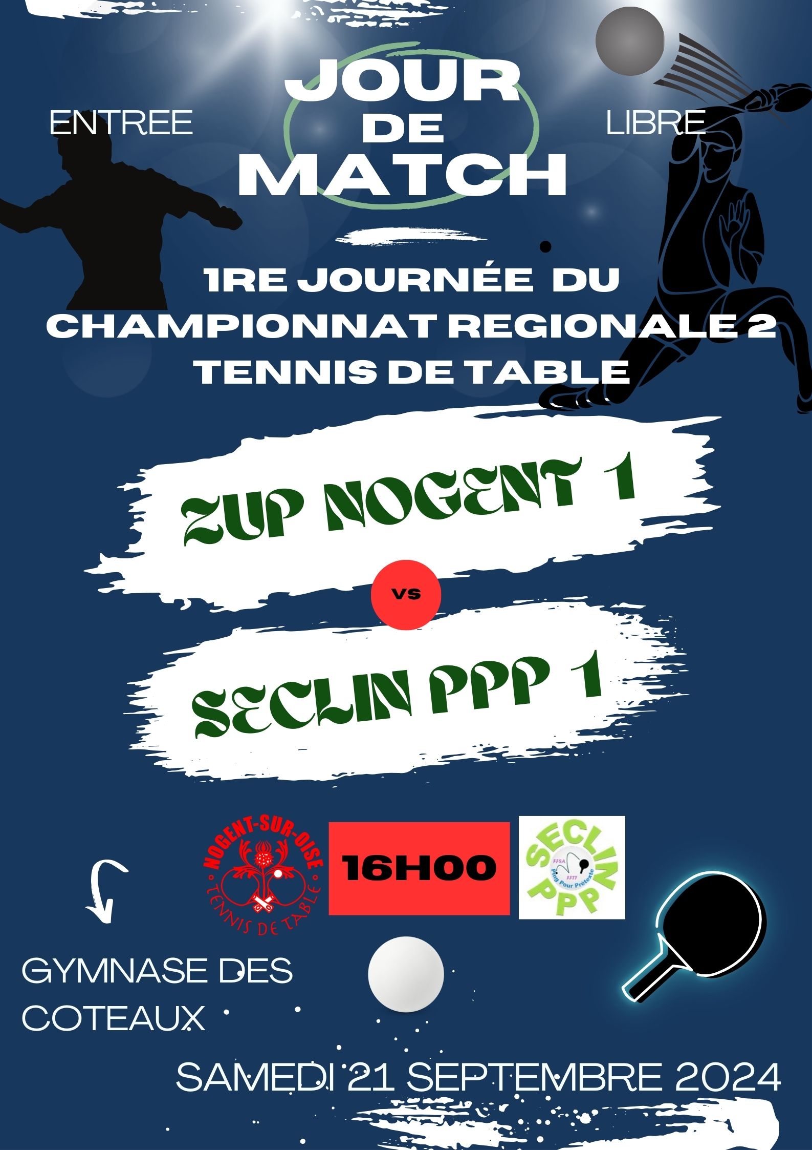 You are currently viewing 1ère rencontre de championnat tennis de table samedi 21 septembre 2024